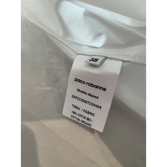 PACO RABANNE EMBROIDERED EYELET COTTON BUTTON-UP SHIRT size 38 - Picture 10 of 11